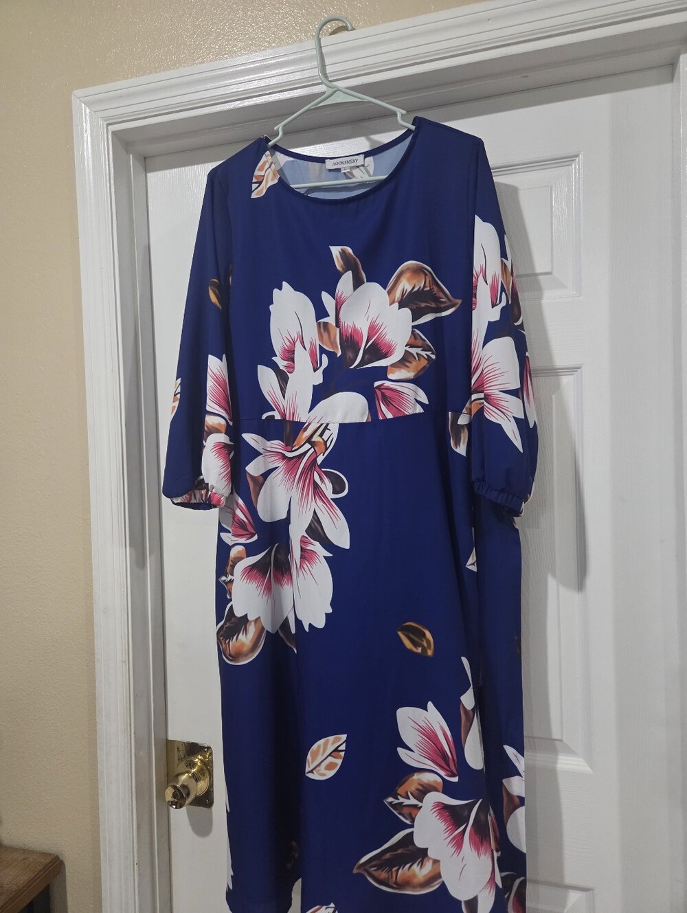 Blue Floral Midi Dress - Elegant Women's Dress